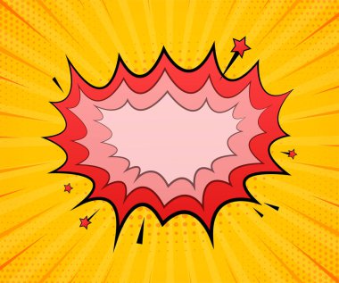 Komik konuşma baloncukları. Sembol, etiket, özel teklif etiketi, reklam rozeti. Vektör stok illüstrasyonu