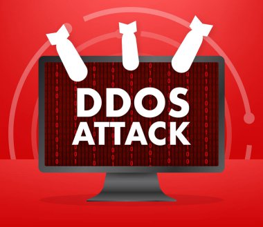 DDOS attack, hacker bomb. Denial of Service. Vector stock illustration clipart