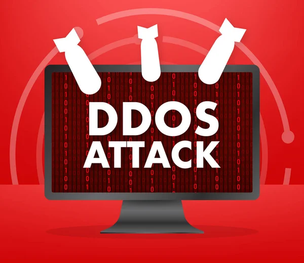 Ddos Saldırısı Hacker Bombası Hizmet Reddi Vektör Stok Illüstrasyonu — Stok Vektör