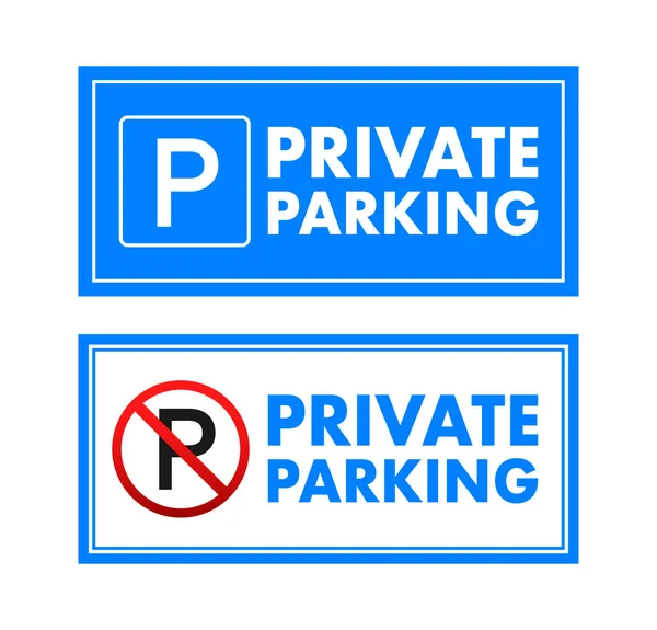 Privé Parking Verkeersbord Label Vector Stock Illustratie — Stockvector