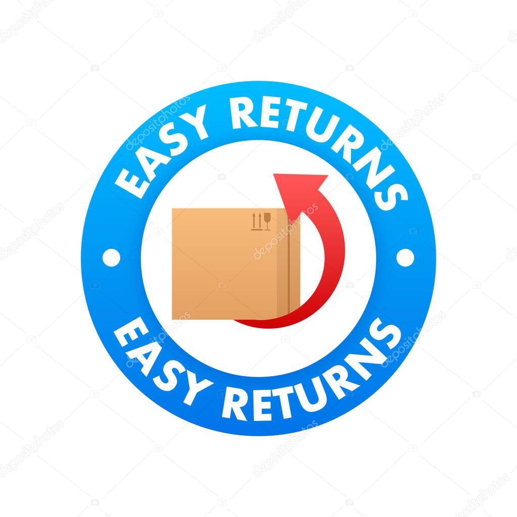 Easy Returns sign, label. Delivery service. Vector stock illustration