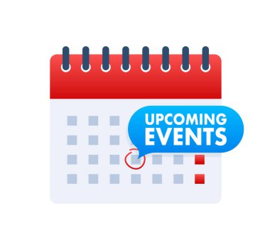 Yaklaşan olay işaretli etiket. Web tasarımı. Vektör stok illüstrasyonu