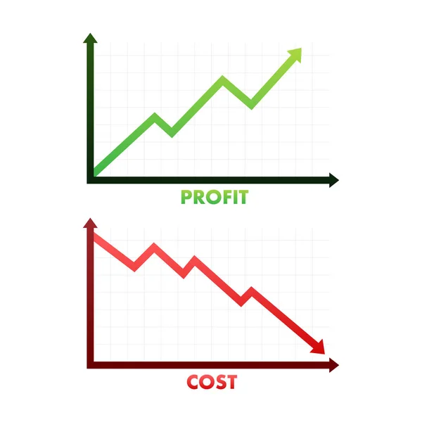 Gráficos Costo Beneficio Reducción Costes Ilustración Stock Vectorial — Vector de stock