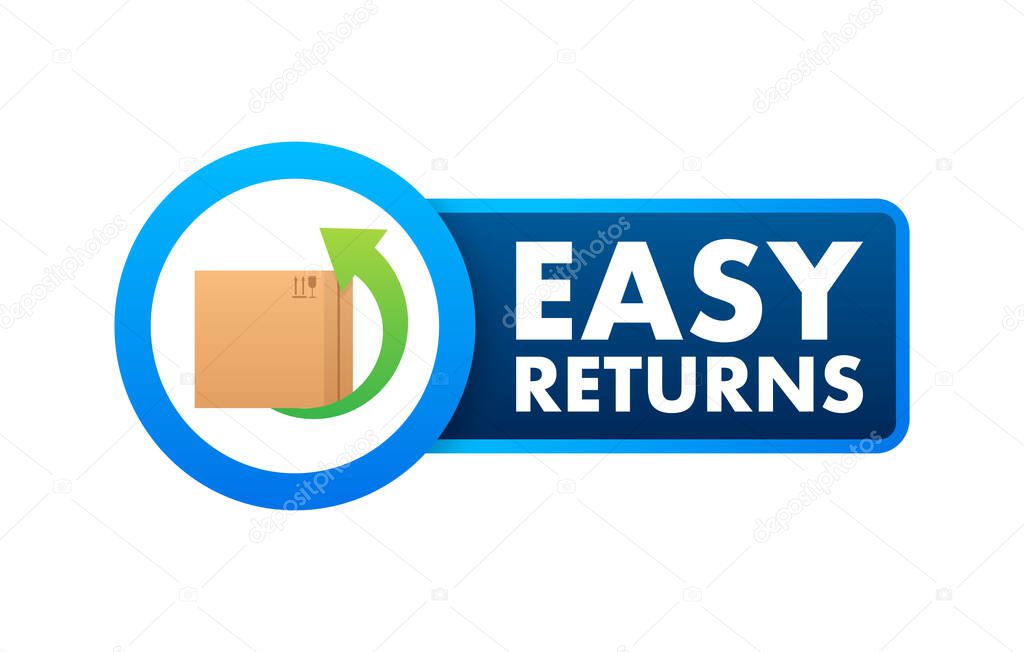 Easy Returns sign, label. Delivery service. Vector stock illustration