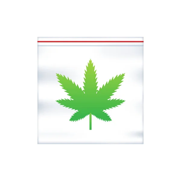 Saco Plástico Com Erva Maconha Cannabis Ilustração Estoque Vetorial — Vetor de Stock