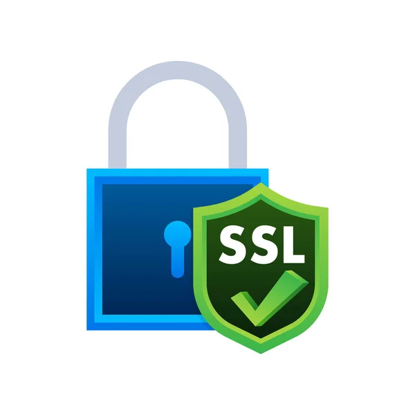 Ssl Secure Connection Icon Vector Illustration Isolated White Background Flat — Stock Vector