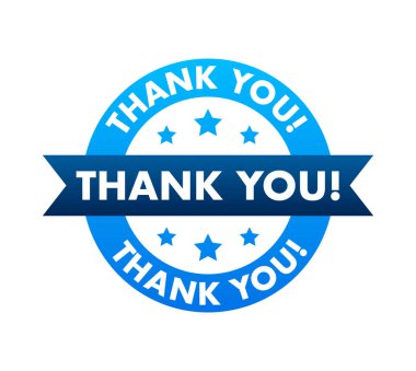 Teşekkürler yeşil etiket beyaz ekranda. Vektör stok illüstrasyonu