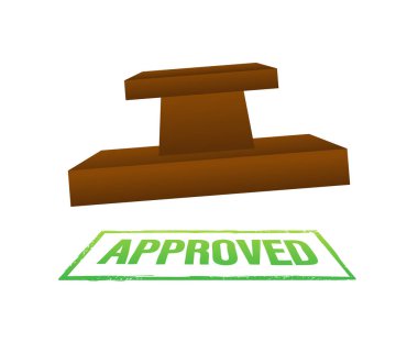 Beyaz arka planda onaylanmış damga. Vektör stok illüstrasyonu.