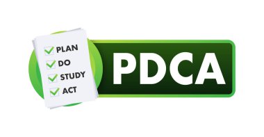 PDCA - Plan Kontrol Hareketi, kalite döngüsü. Geliştirme aracı. Vektör stok illüstrasyonu