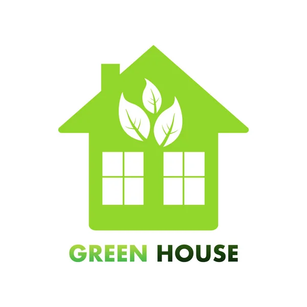 Señal Verde Eco House Etiqueta Ilustración Stock Vectorial — Vector de stock