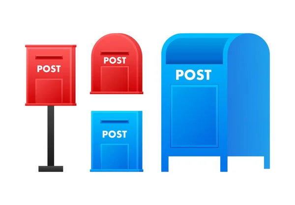 Posta Kutusunu Posta Kutusunu Ayarla Vektör Stok Illüstrasyonu — Stok Vektör
