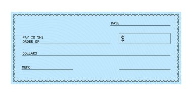 Blank Check. Financial Payment. Chequebook template. Vector stock illustration clipart