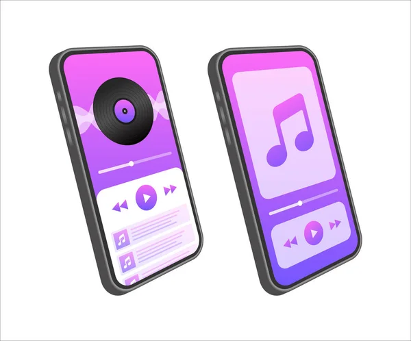 Mobiele Applicatie Interface Muziekspeler Muziek App Vectorvoorraad Illustratie — Stockvector