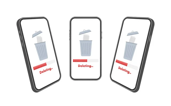 Processo Excluir Arquivo Papel Remover Documento Tela Smartphone Ilustração Estoque —  Vetores de Stock