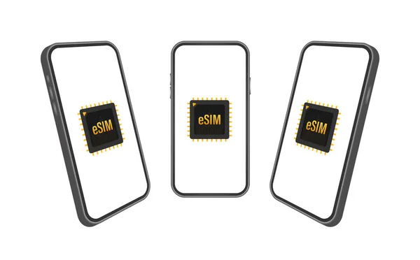 Esim Card Chip Sign Eingebettetes Sim Konzept Neue Mobile Kommunikationstechnologie — Stockvektor