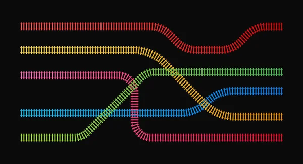 Железнодорожные Пути Железнодорожный Путь Рельсы Шпалы Векторная Иллюстрация — стоковый вектор