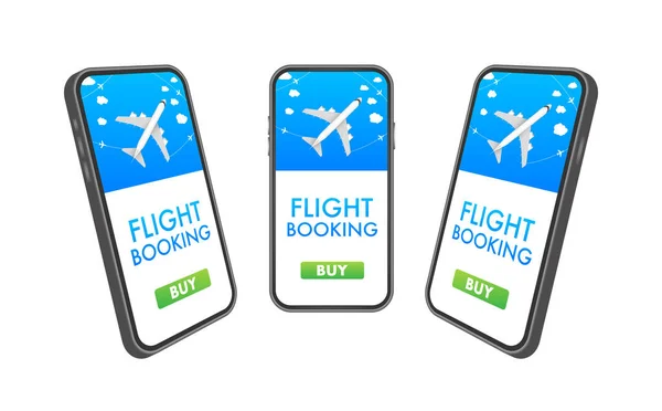 Vliegtickets Online Vlucht Boeken Online Tickets Kopen Boeken Reizen Zakenvluchten — Stockvector