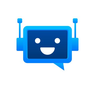 Sohbet Robotu Laptop Bilgisayar, Robot Sanal Web Sitesi ya da Mobil Uygulamalar Kullanımı. Ses destek robotu. Çevrimiçi destek robotu. Vektör illüstrasyonu