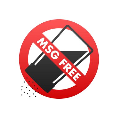 Msg ücretsiz. Glutamate eklenmemiş gıda paketi simgesi. Monosodyum glutamat. Vektör stok illüstrasyonu.