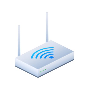 Network Router 3D WiFi Router. Internet service wireless router. Vector stock illustration