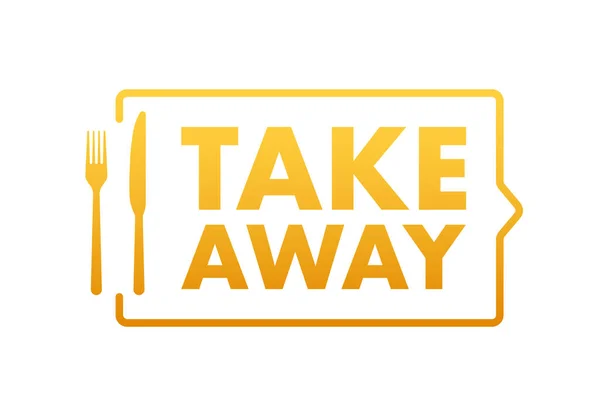 Take Away Sign Label Take Out Food Icon Vector Stock — Stock Vector