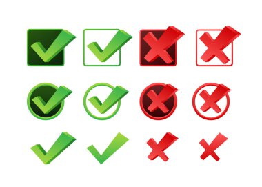 Checkmark cross. Check and wrong icon. Symbols YES and NO. Vector stock illustration