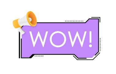 Vay be megafon. Düz vektör çizimi. Terfi teklifini açıkla. İnsanlar iletişim