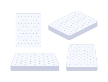 Çift kişilik yatak. Rahat bir çift kişilik yatak uykusu, her şey için harika bir tasarım. Uyku konsepti. Yatak simgesi. Vektör stok illüstrasyonu