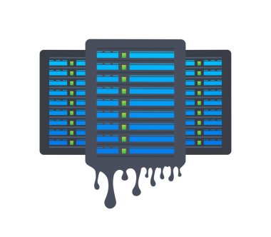 Data leaks, Cloud hacking. Data hack problem. Vector stock illustration