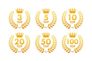 En iyi 3, 5, 10, 20, 50, 100 reyting listesi. Sıralamada en iyisi. Vektör illüstrasyonu