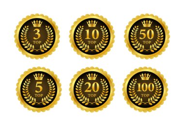 En iyi 3, 5, 10, 20, 50, 100 reyting listesi. Sıralamada en iyisi. Vektör illüstrasyonu