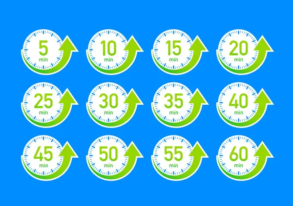 Zamanlayıcı Kronometre Simgeleri Dakika Yemek Zamanı Vektör Illüstrasyonu — Stok Vektör