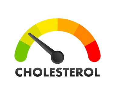 Kolesterol Seviye Ölçer, Ölçüm Ölçeği. Kolesterol hız göstergesi. Vektör illüstrasyonu