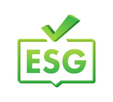 Esg şirketinin kriterleri. Yeşil arkaplanda simge. Çevresel sosyal yönetim bilgileri. Vektör illüstrasyonu