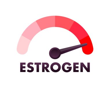 Estrogen Level Meter, measuring scale. Estrogen speedometer. Vector illustration clipart