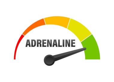 Adrenalin Seviye Ölçer, Ölçüm Ölçeği. Adrenalin hız göstergesi, gösterge vektörü illüstrasyonu