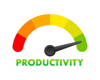 Productivity Level Meter, measuring scale. Productivity speedometer. Vector illustration clipart