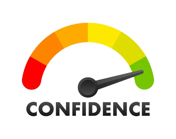 Confidence Level Meter Measuring Scale Confidence Speedometer Indicator Vector Illustration — Stock Vector