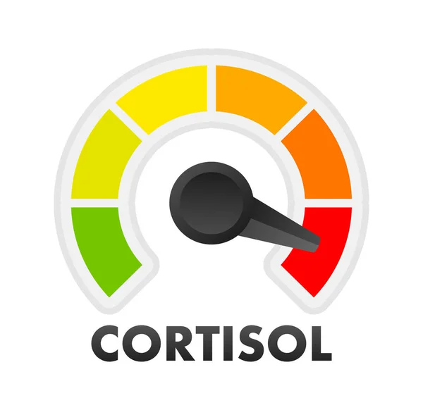 Cortisol Level Meter Skala Pengukuran Cortisol Indikator Speedometer Tingkat Ilustrasi Stok Vektor Bebas Royalti