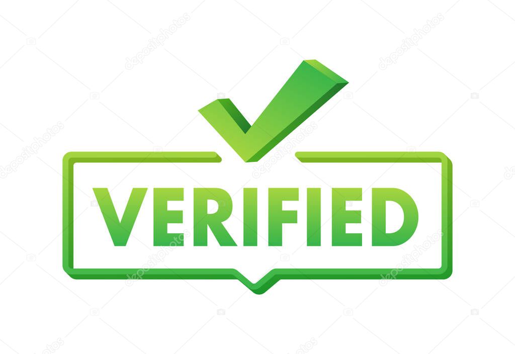 Verified badge profile. Verified square grunge. Checkmark icon. Vector illustration