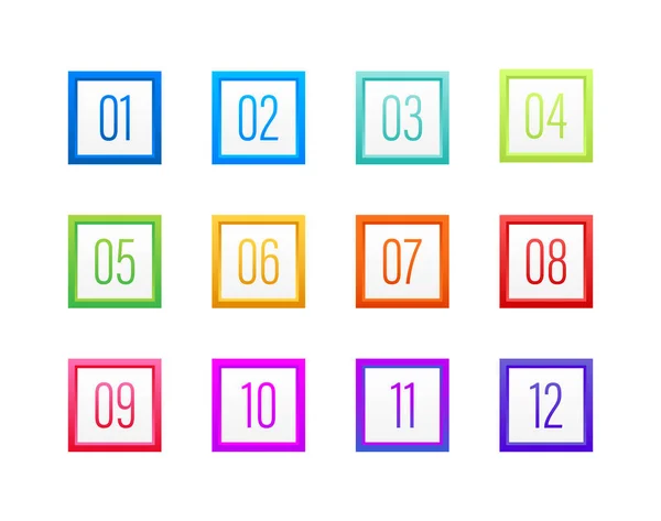 子弹点彩色标记1至12号 矢量存量说明 — 图库矢量图片