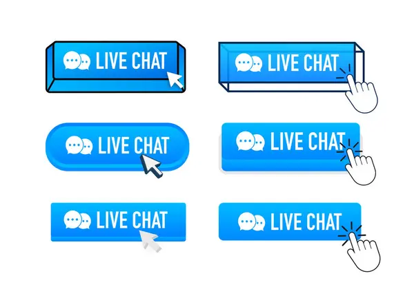 Élő Chat Gomb Mutató Kattintással Élő Chat Web Gombok Beállítva — Stock Vector
