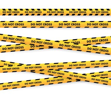 Çoklu Do Uyarı Şeritleri 'ni gösteren uyarı bandı çizimi, güvenlik, suç mahalli ve kısıtlı bölge temaları için ideal