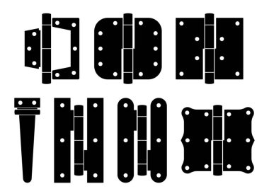 Section of steel door hinges. Classic And Industrial Ironmongery. Metallic equipment for attached clipart