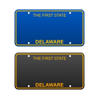 Delaware 'in plakası. Arabanın plakası. Vektör stok illüstrasyonu.