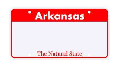 Arkansas 'ın plakası. Arabanın plakası. Vektör stok illüstrasyonu.