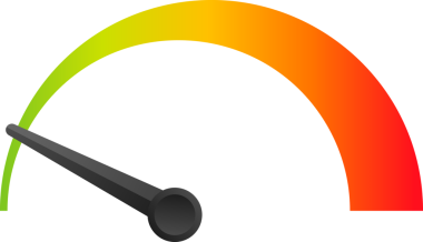 Müşteri memnuniyeti ölçer. Kırmızıdan yeşile farklı duygular. Takometre, hız göstergesi, göstergeler ve puanın soyut konsept grafik öğesi. hisse illüstrasyonu
