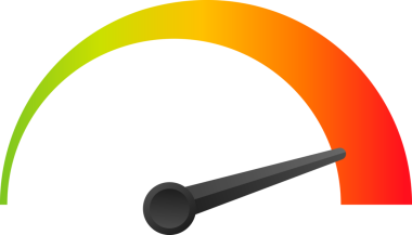 Müşteri memnuniyeti ölçer. Kırmızıdan yeşile farklı duygular. Takometre, hız göstergesi, göstergeler ve puanın soyut konsept grafik öğesi. hisse illüstrasyonu