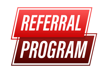 Kırmızı etikete yazılmış referans programı. Reklam tabelası. hisse illüstrasyonu