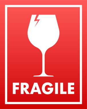 Kırılgan kırmızı simge. Tabelayla tut, etiket. hisse illüstrasyonu.